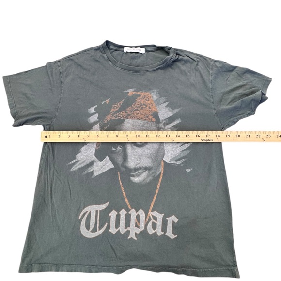 Men's Gray Graphic Tupac Shakur T-Shirt - Picture 7 of 8